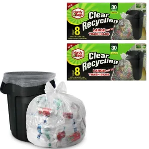 16ct Clear 30 Gallon Recycling Large Trash Bags Garbage Disposable Heavy Duty