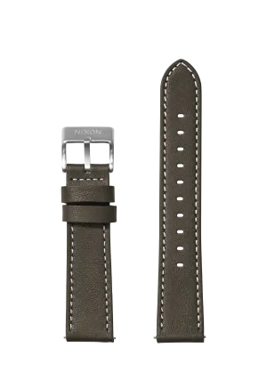 20mm Stitched Leather Band - Dark Olive