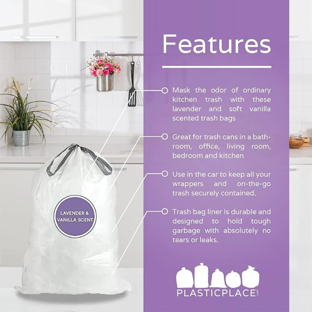 4 Gallon Drawstring Lavender & Vanilla Scented Bags - 0.7 Mil - 200/Case