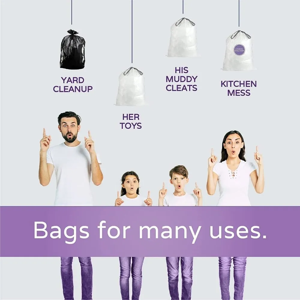 4 Gallon Drawstring Lavender & Vanilla Scented Bags - 0.7 Mil - 200/Case