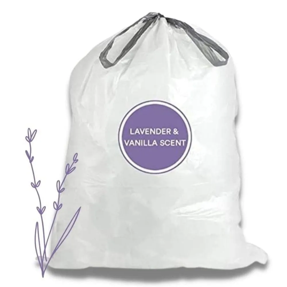 4 Gallon Drawstring Lavender & Vanilla Scented Bags - 0.7 Mil - 200/Case