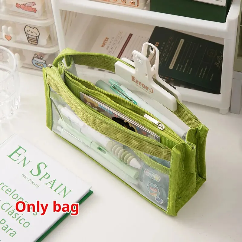 6 Layer Large Capacity Pencil Case Transparent Pvc Storage Bag for Stationery Supplies