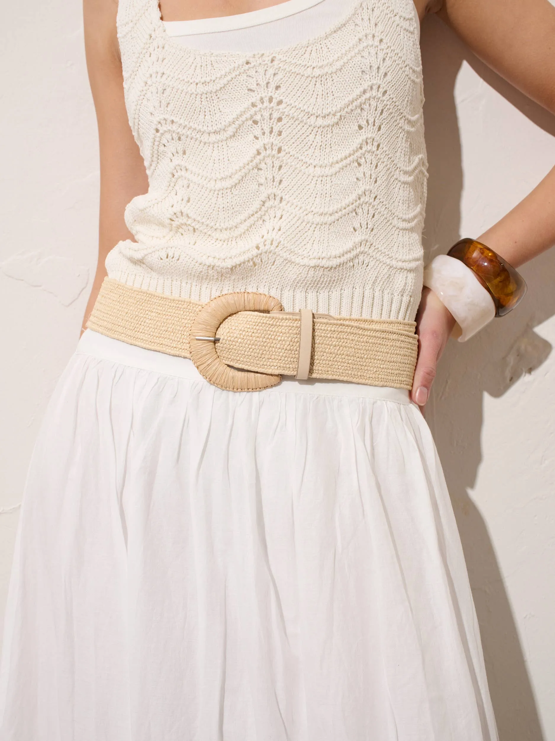 Astrid Straw Woven Stretchy Belt