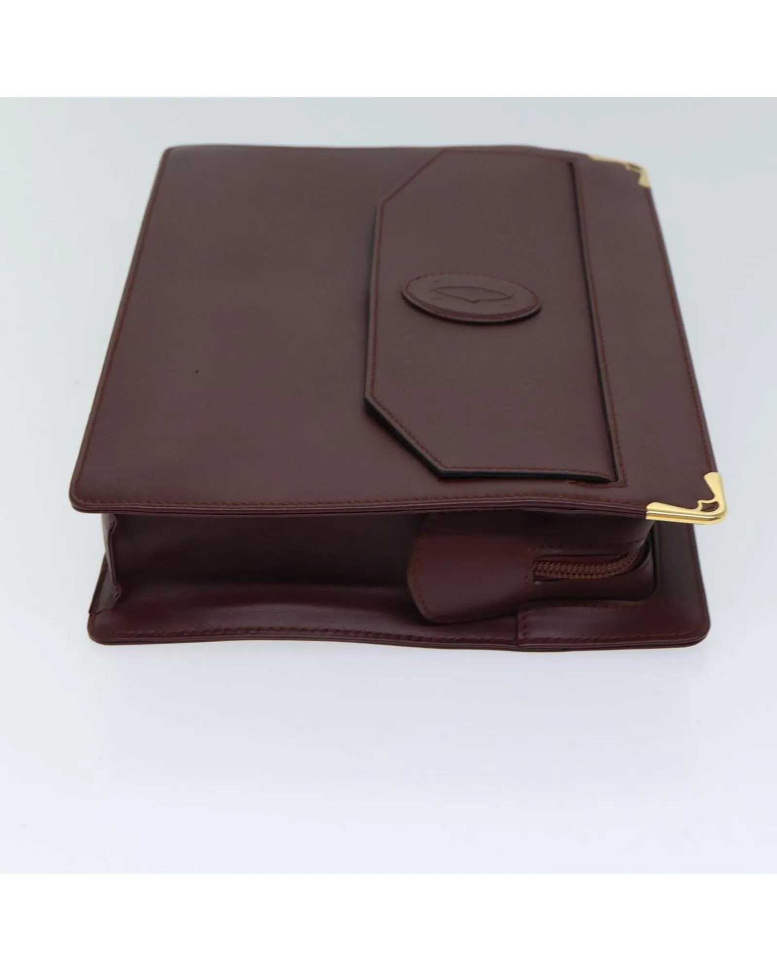 Bordeaux Leather Clutch Bag with Guarantee Card - Rank B