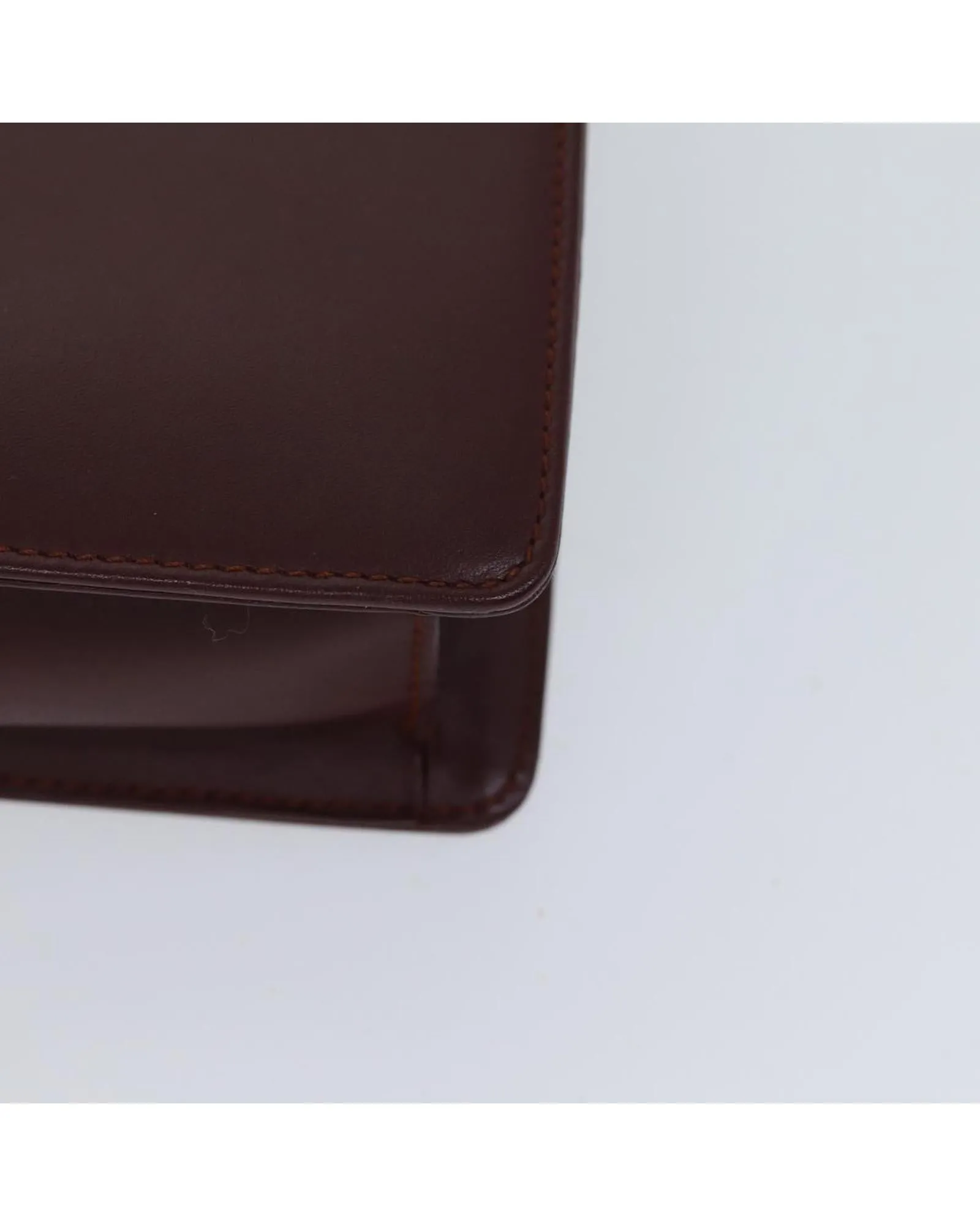 Bordeaux Leather Clutch Bag with Guarantee Card - Rank B