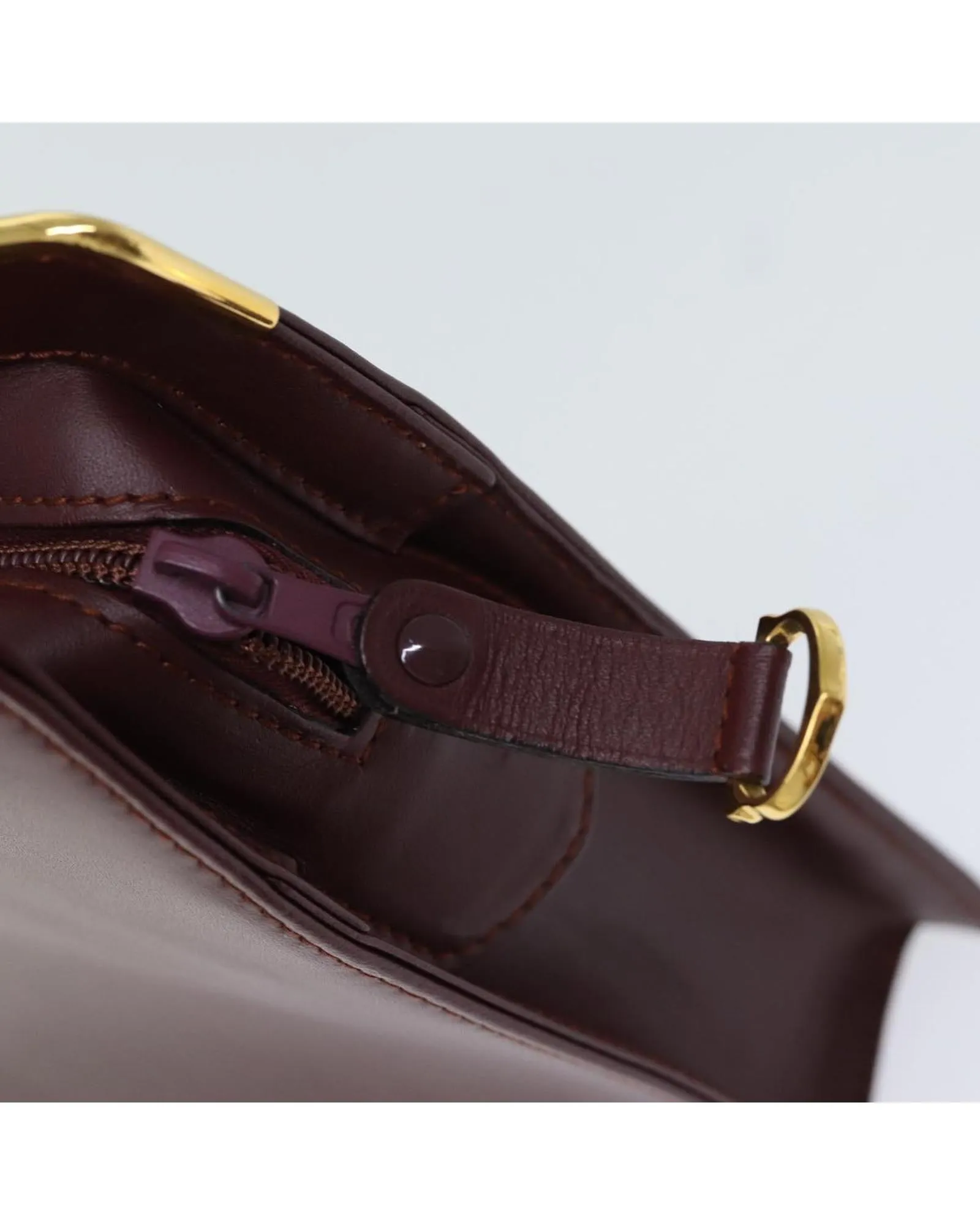 Bordeaux Leather Clutch Bag with Guarantee Card - Rank B