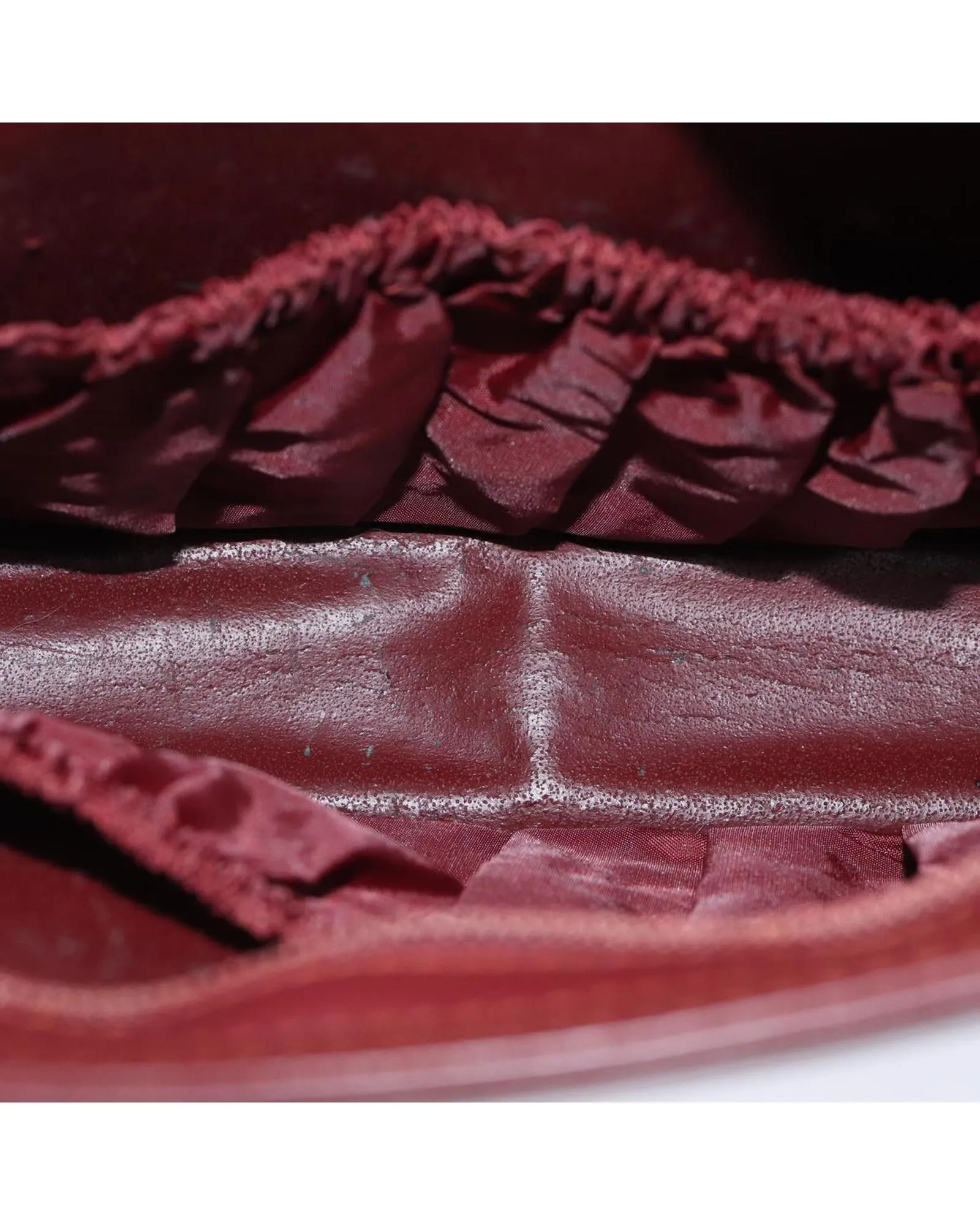 Bordeaux Leather Clutch Bag with Guarantee Card - Rank B