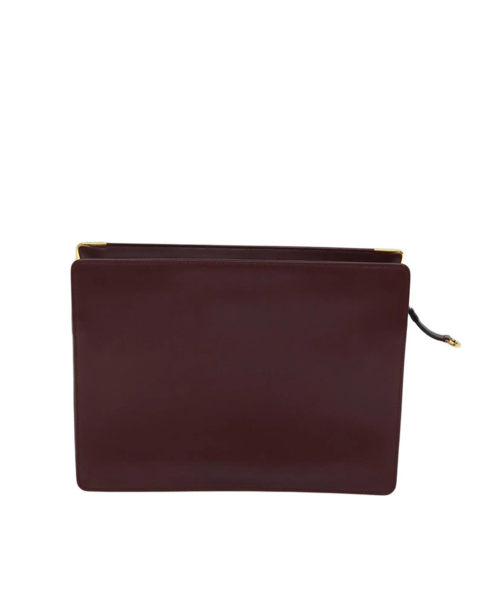 Bordeaux Leather Clutch Bag with Guarantee Card - Rank B