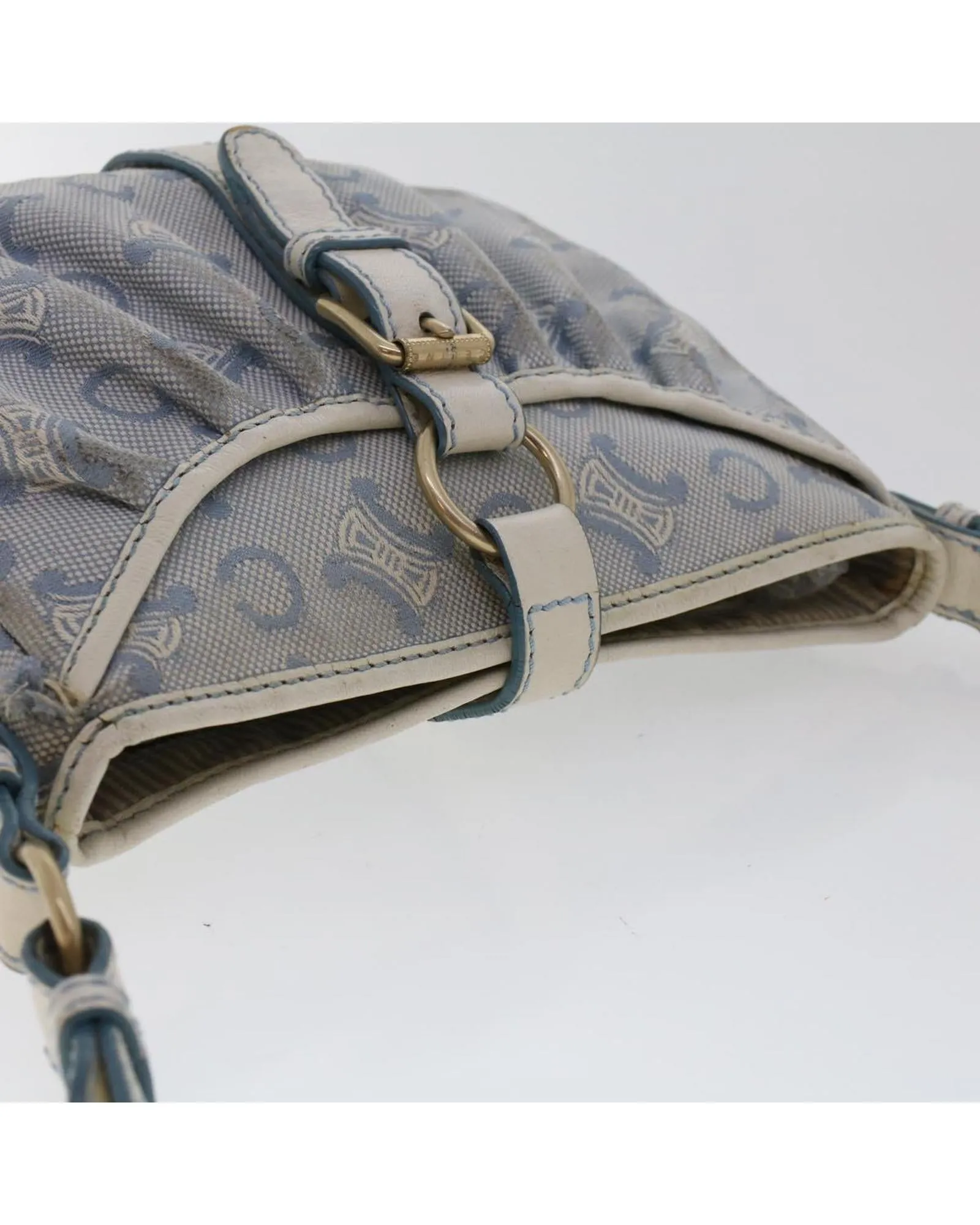 Canvas and Leather Blue Shoulder Bag
