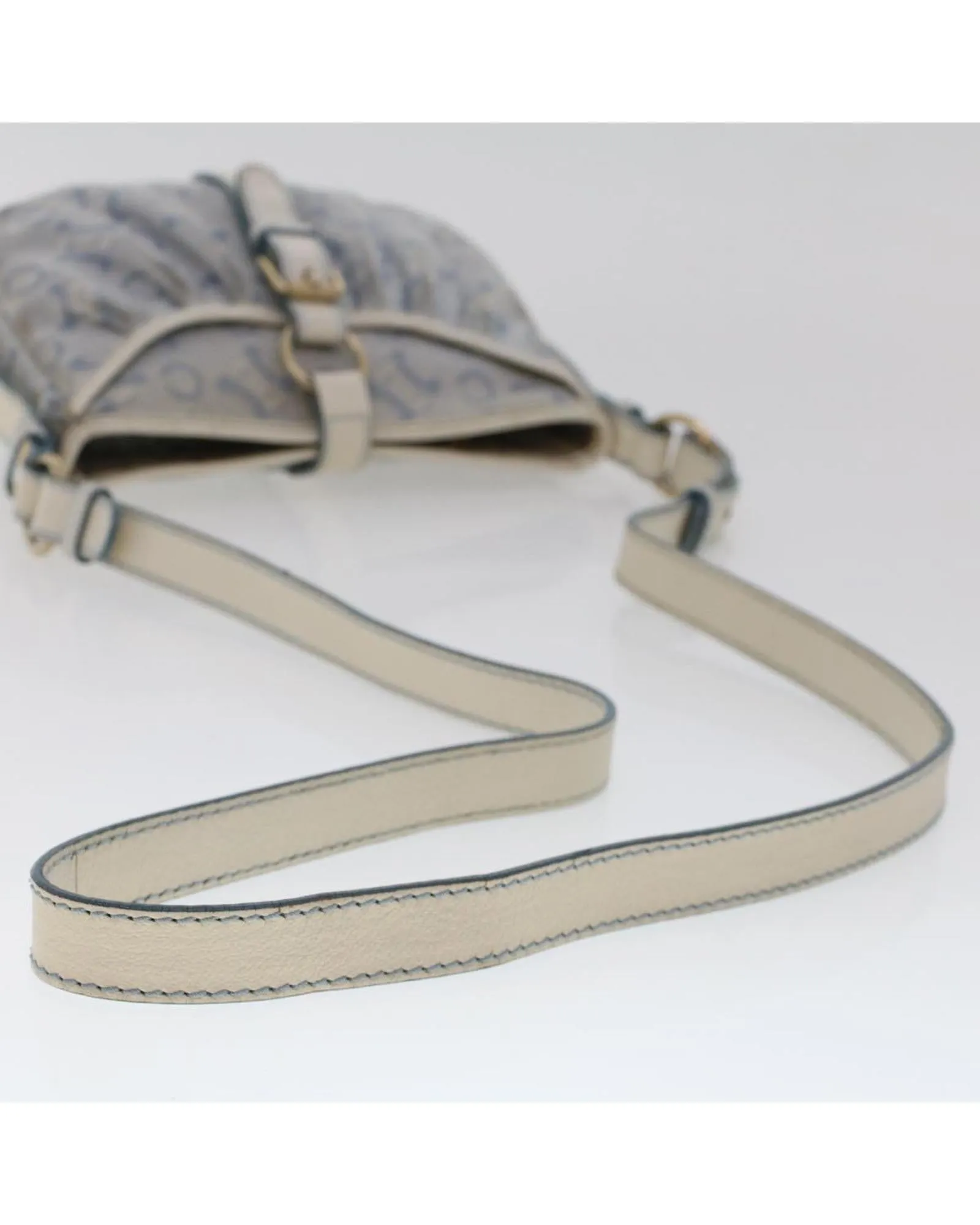 Canvas and Leather Blue Shoulder Bag