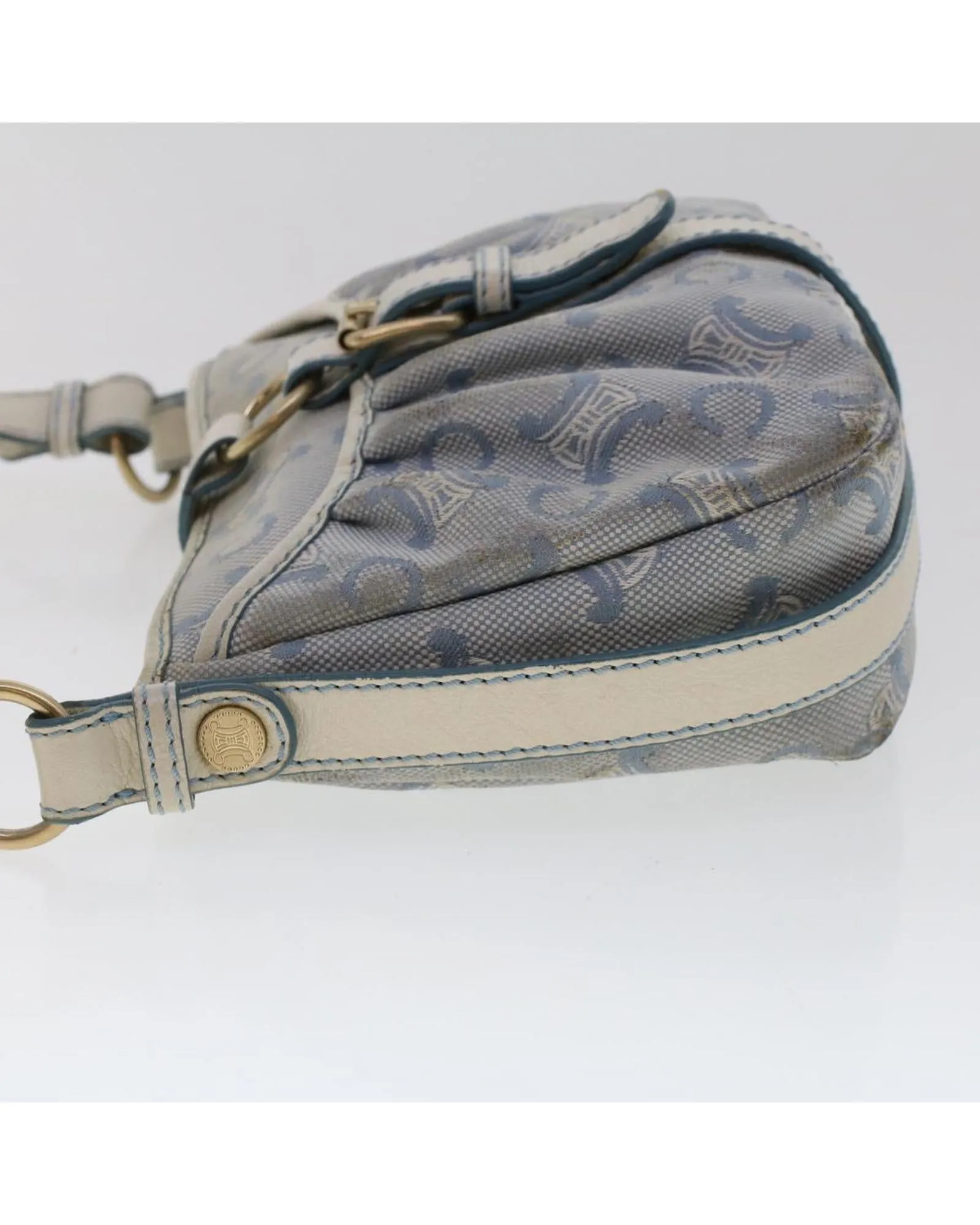 Canvas and Leather Blue Shoulder Bag