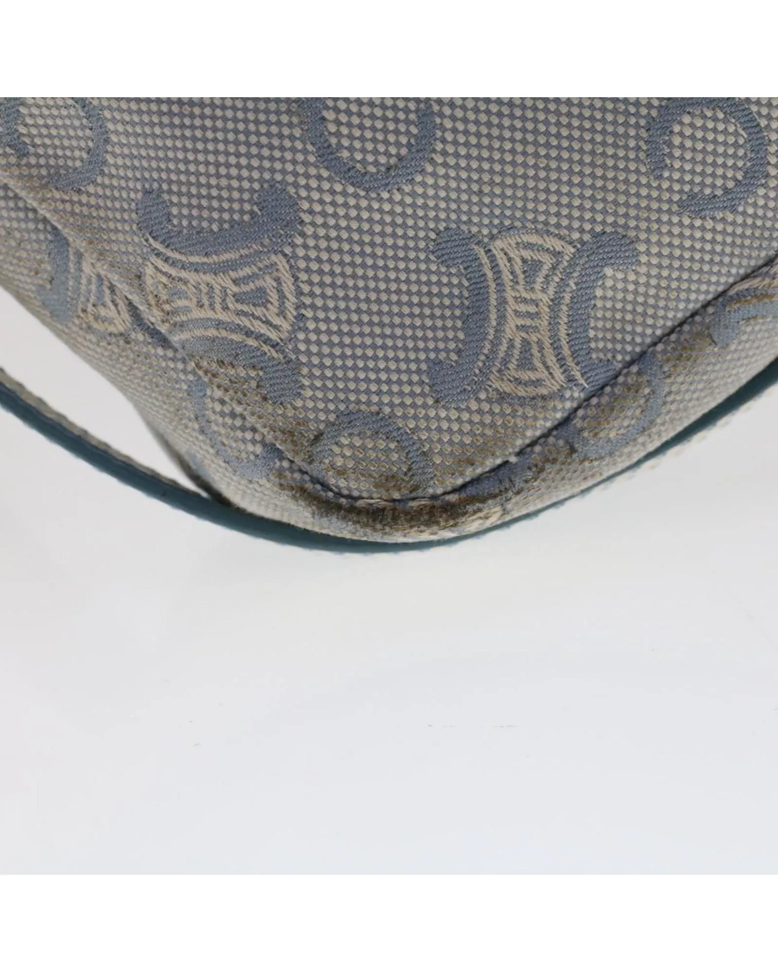 Canvas and Leather Blue Shoulder Bag