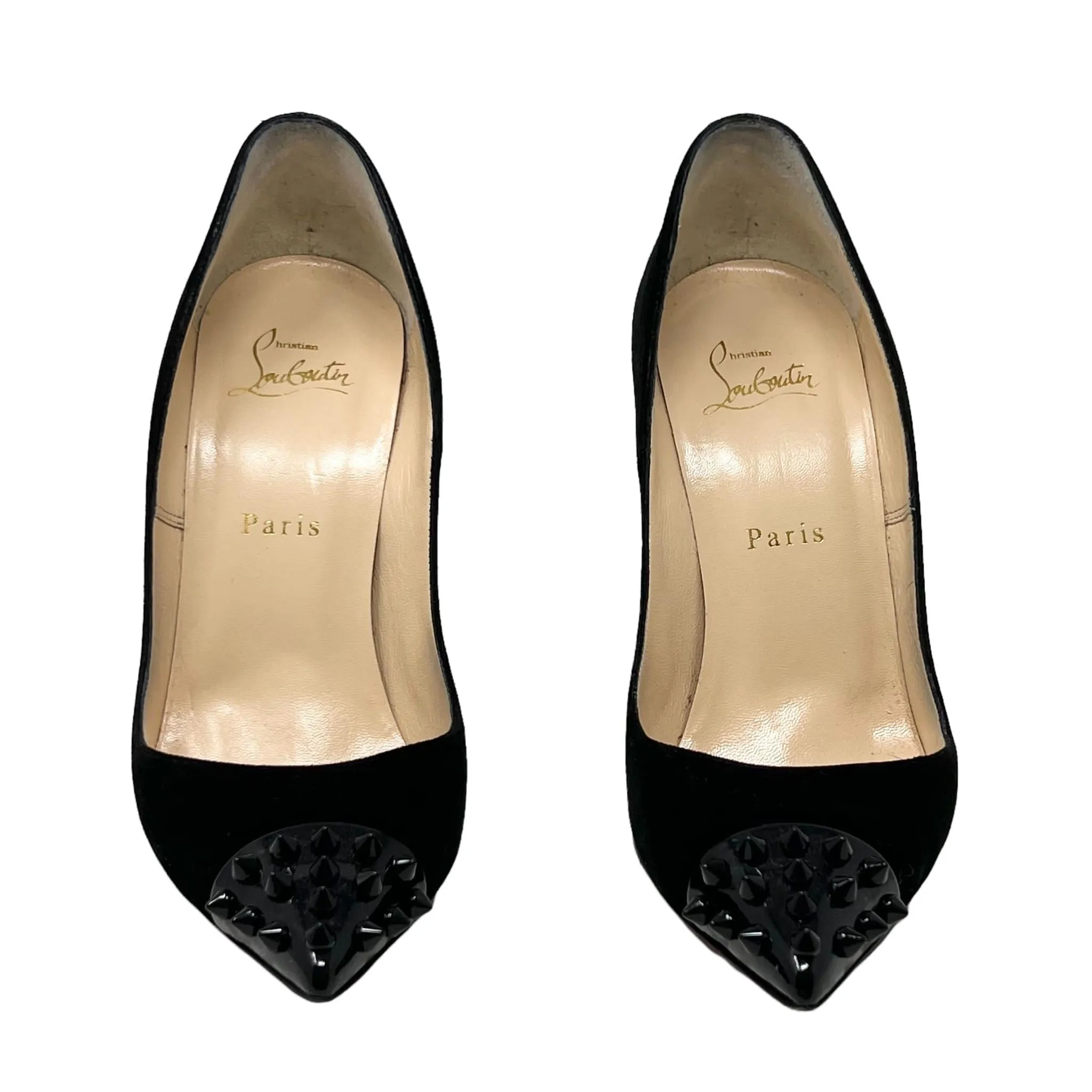Christian Louboutin Black Suede GEO Spike Pumps 38