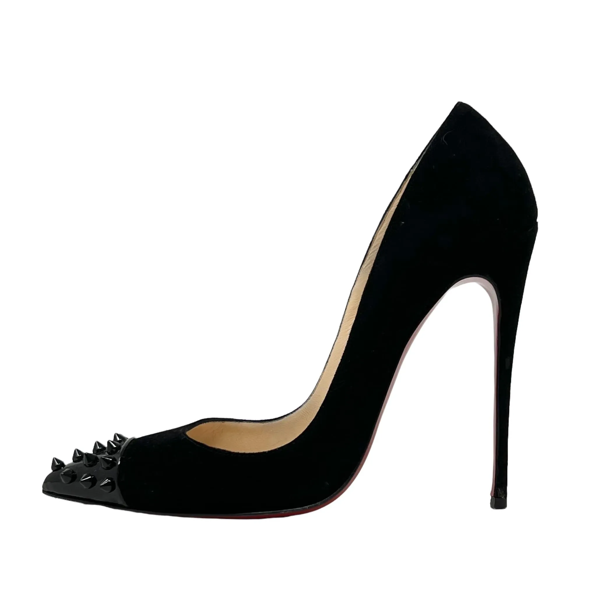 Christian Louboutin Black Suede GEO Spike Pumps 38