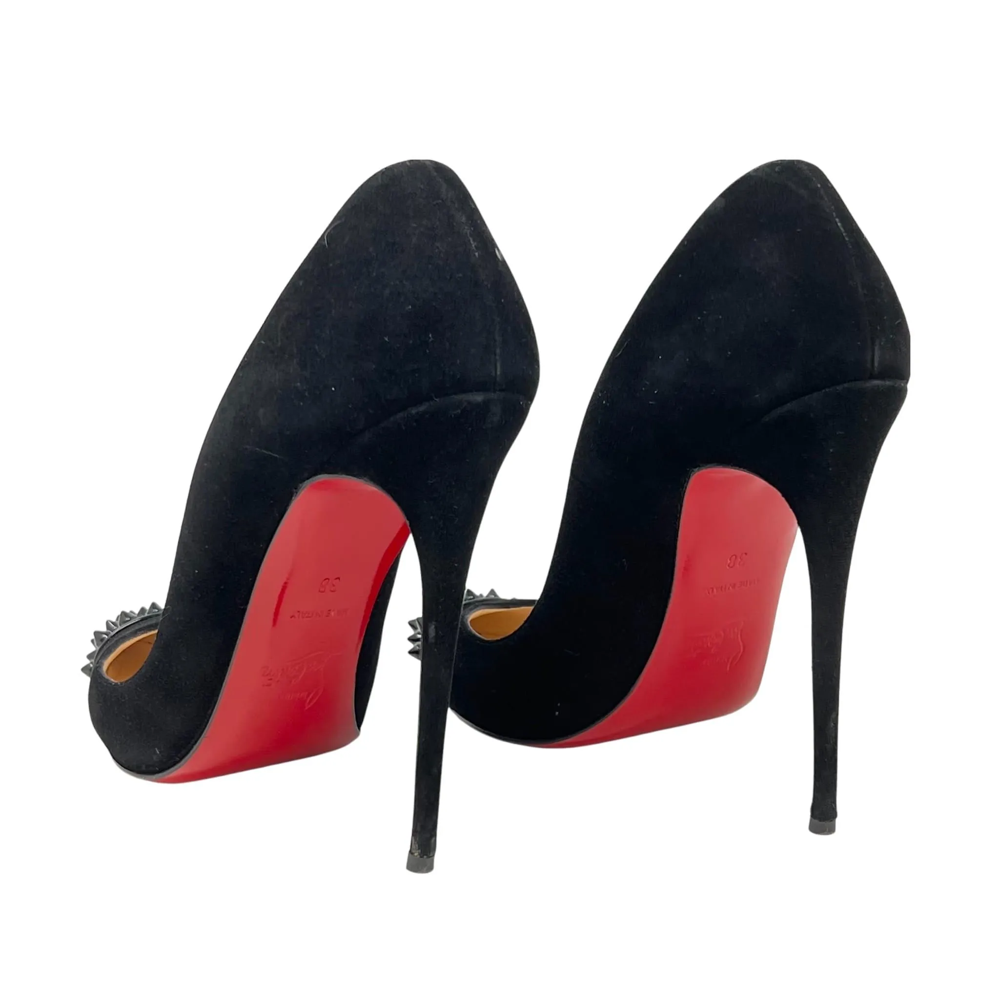 Christian Louboutin Black Suede GEO Spike Pumps 38