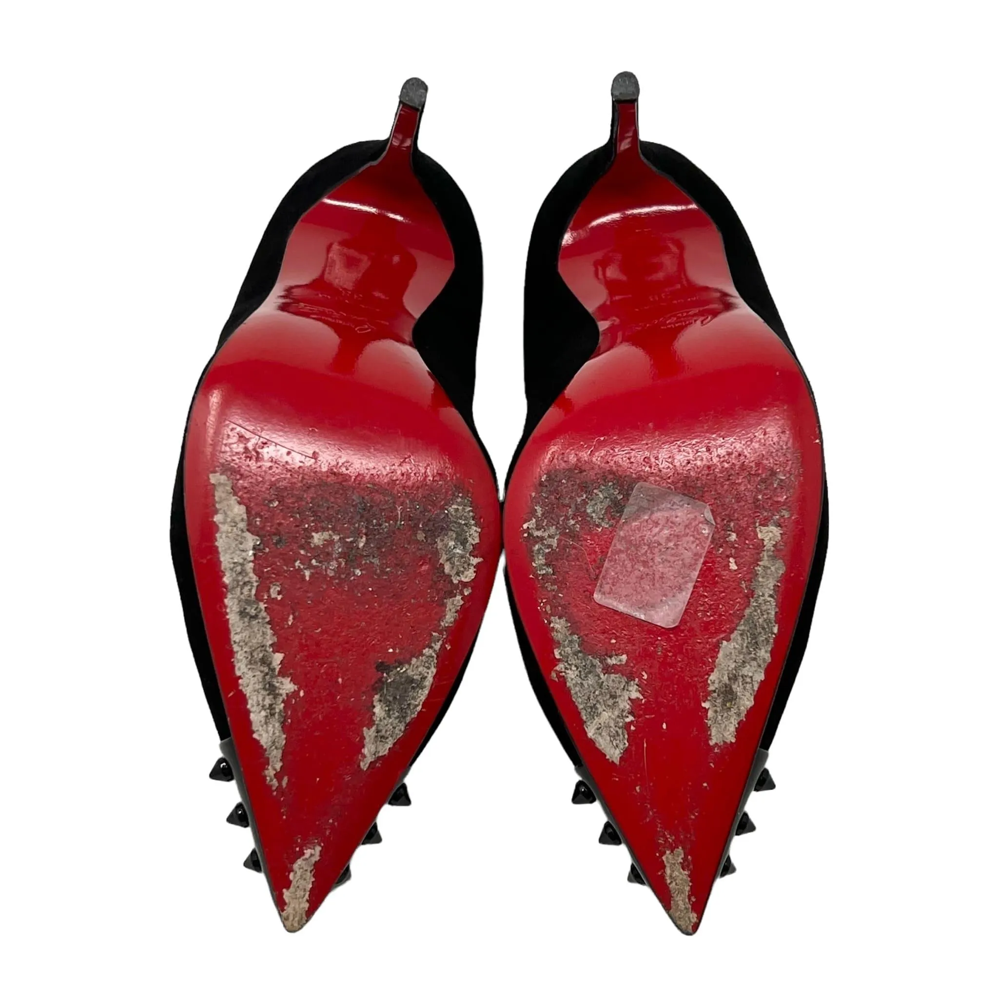 Christian Louboutin Black Suede GEO Spike Pumps 38