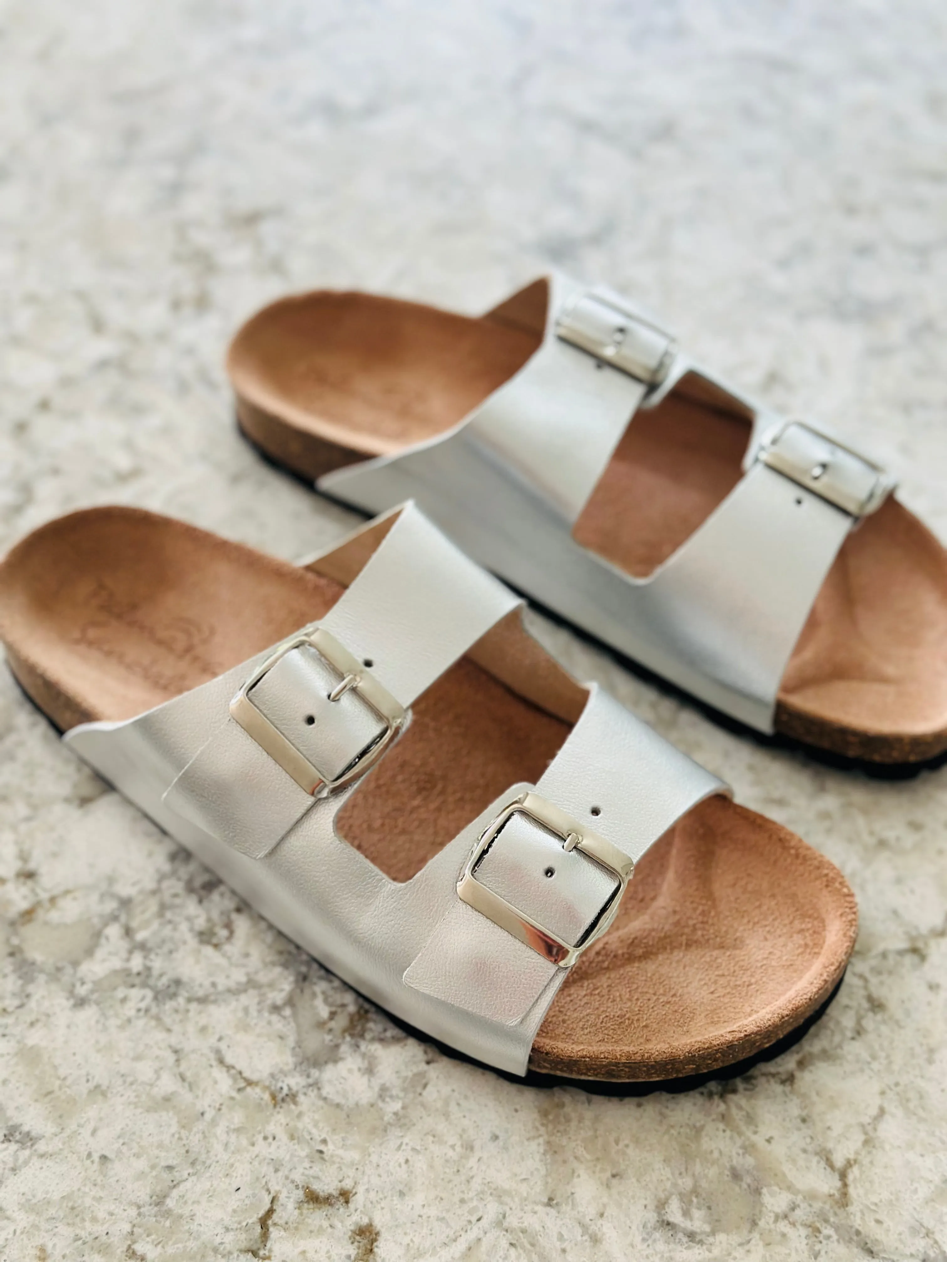 Glastonbury Silver two strap Slide