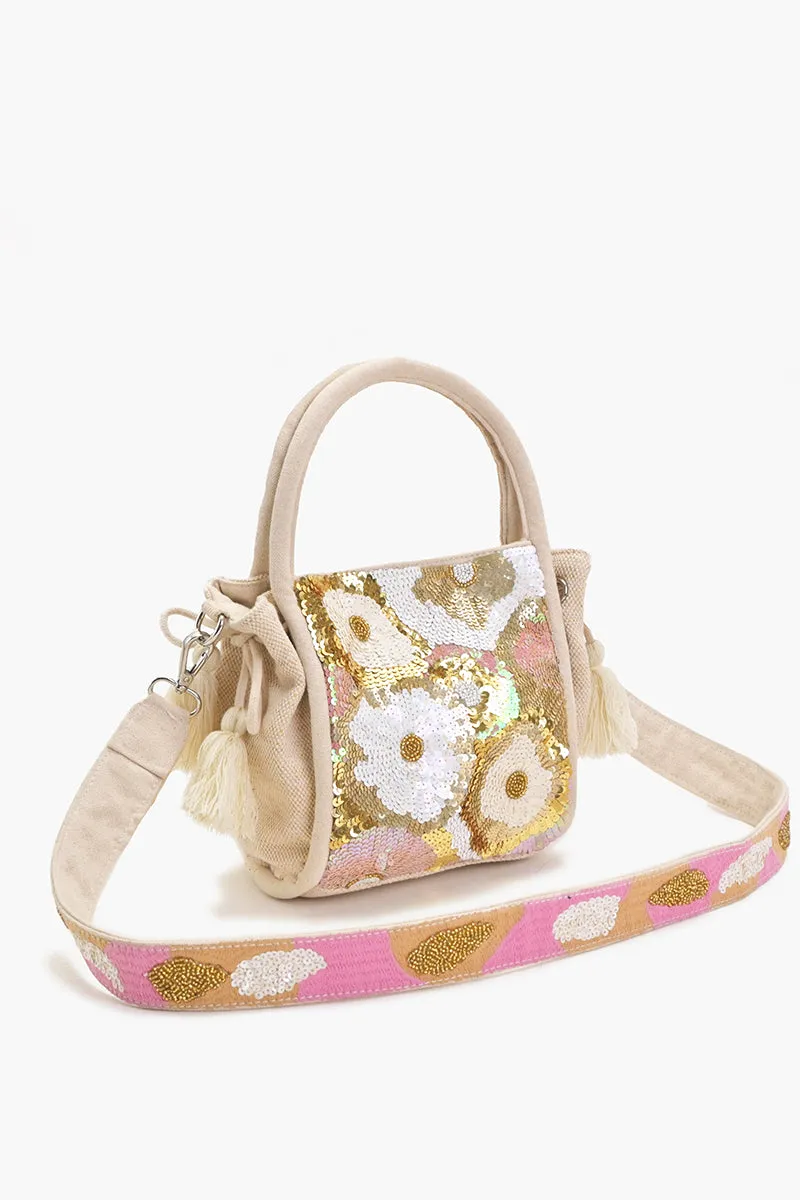Golden Bloom Boho Mini Tote