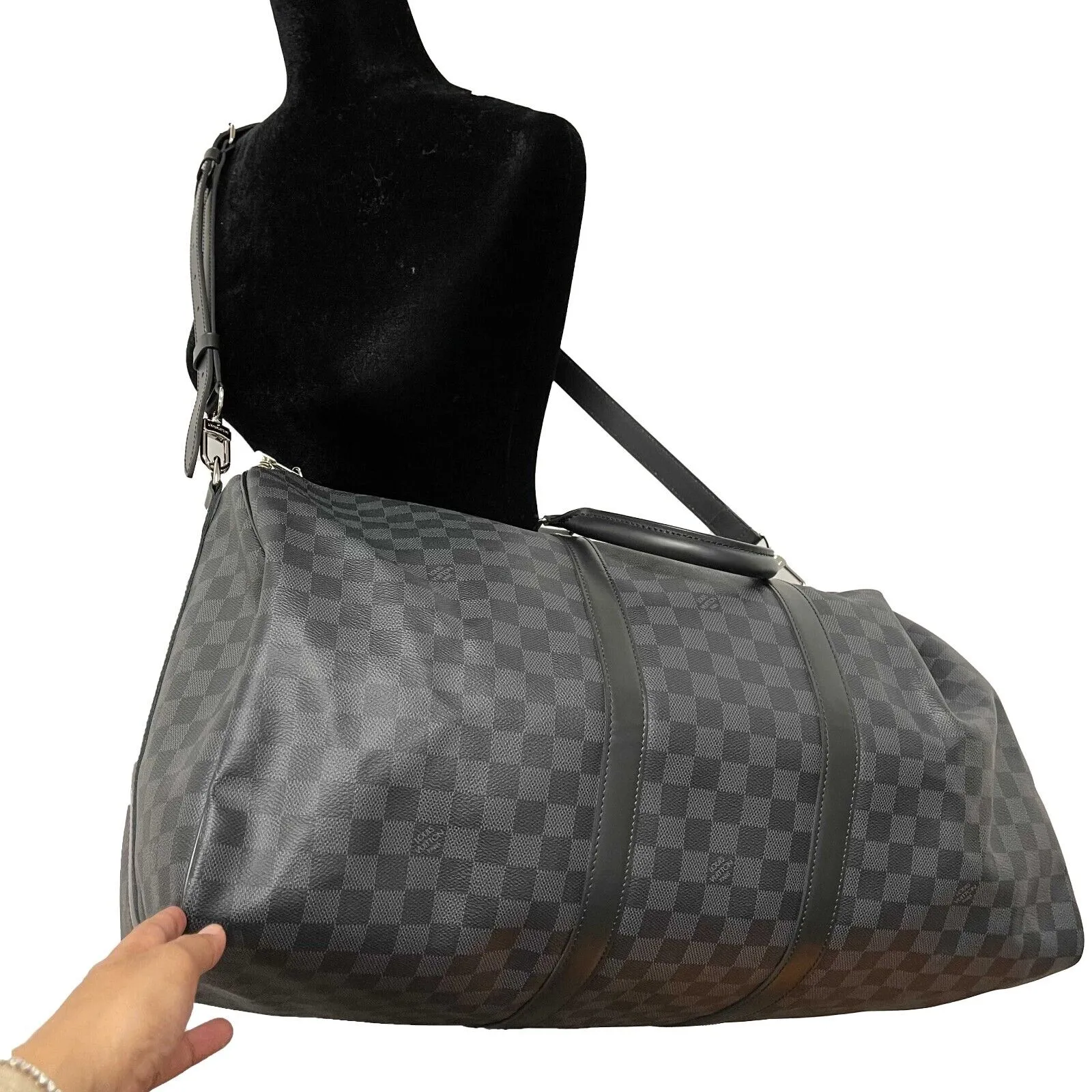 Louis Vuitton Keepall Bandoulire 55 Damier Graphite Black Excellent Duffle