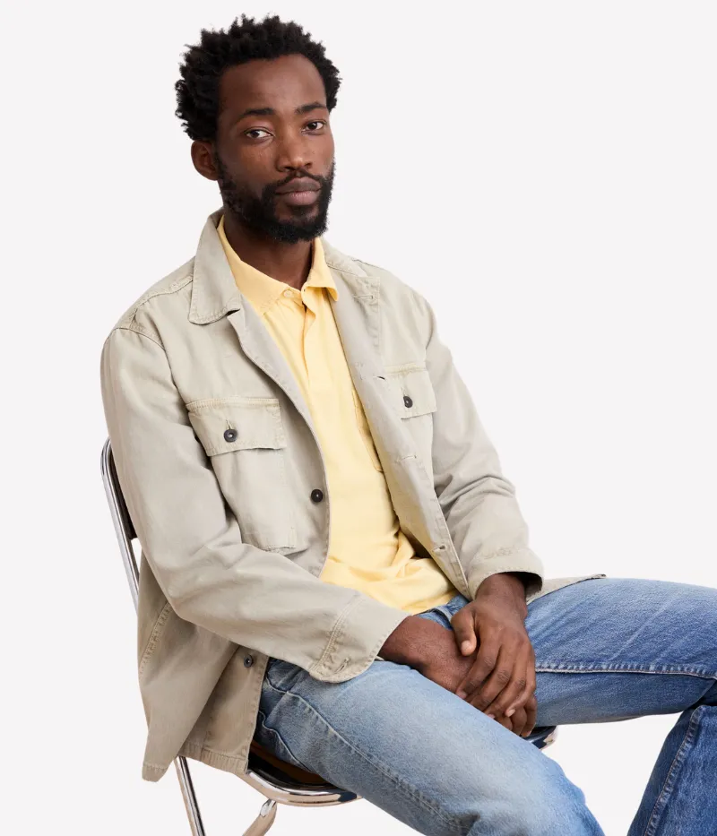 Men Woven Jacket in Straw