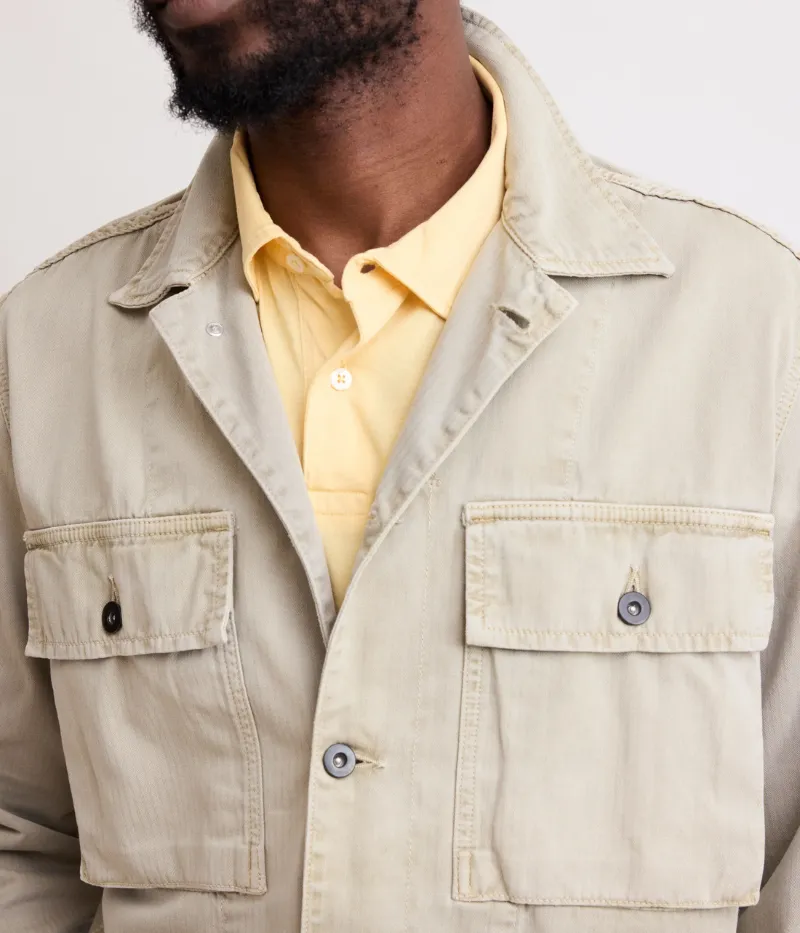 Men Woven Jacket in Straw