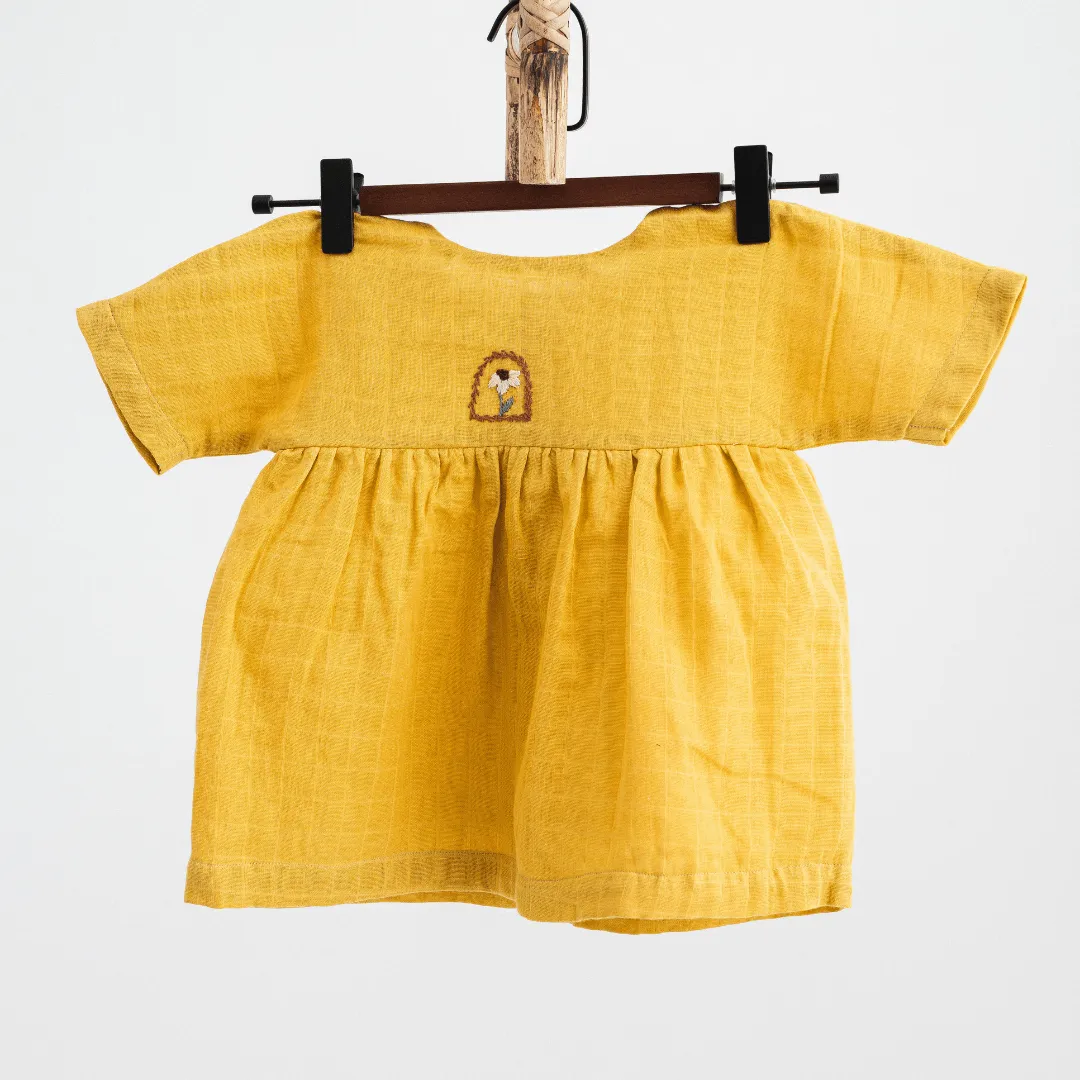Organic Muslin Mustard Glow Dress   Matching Underpants