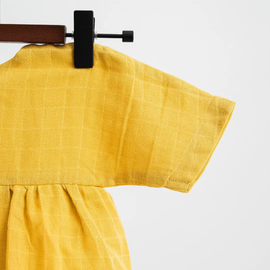 Organic Muslin Mustard Glow Dress   Matching Underpants