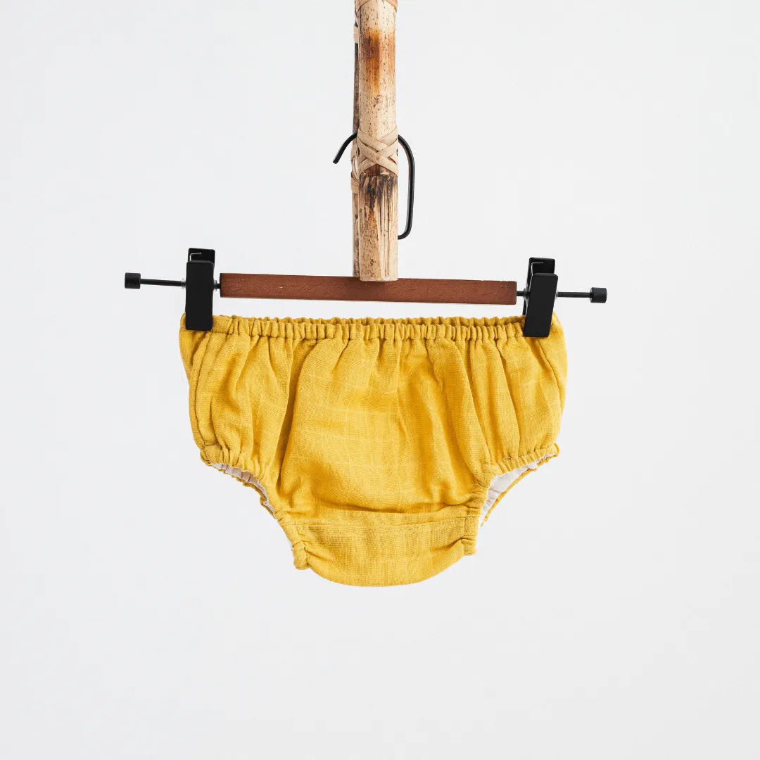 Organic Muslin Mustard Glow Dress   Matching Underpants