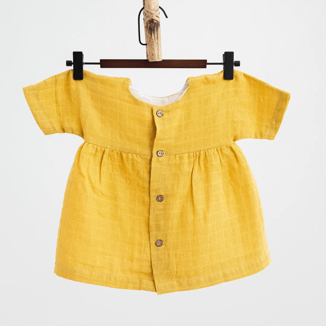Organic Muslin Mustard Glow Dress   Matching Underpants