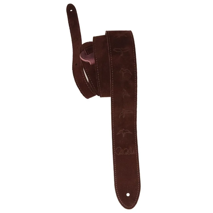 PRS 2 Inch Reversible Leather and Suede Birds Guitar Strap - Oxblood